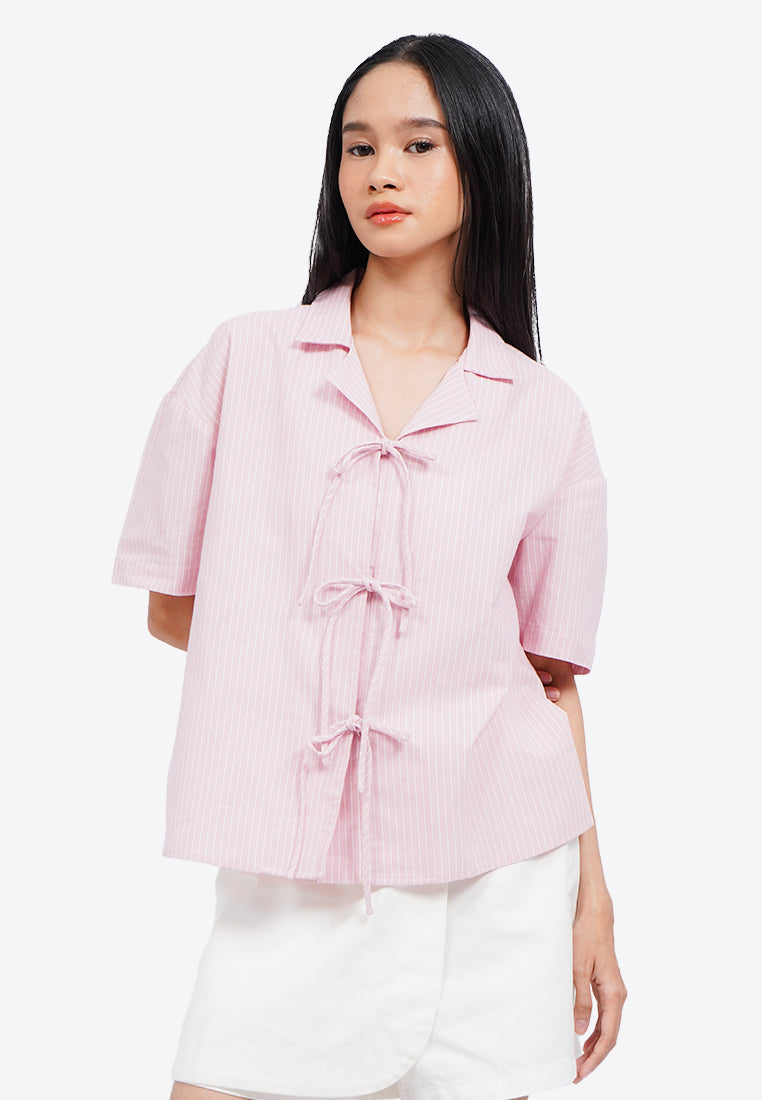 Tie Front Short Sleeve Blouse