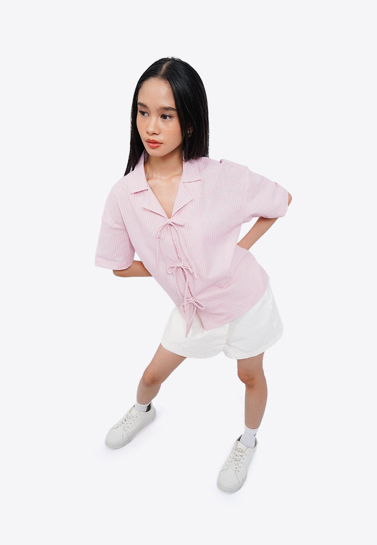 Tie Front Short Sleeve Blouse