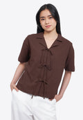 Tie Front Short Sleeve Blouse