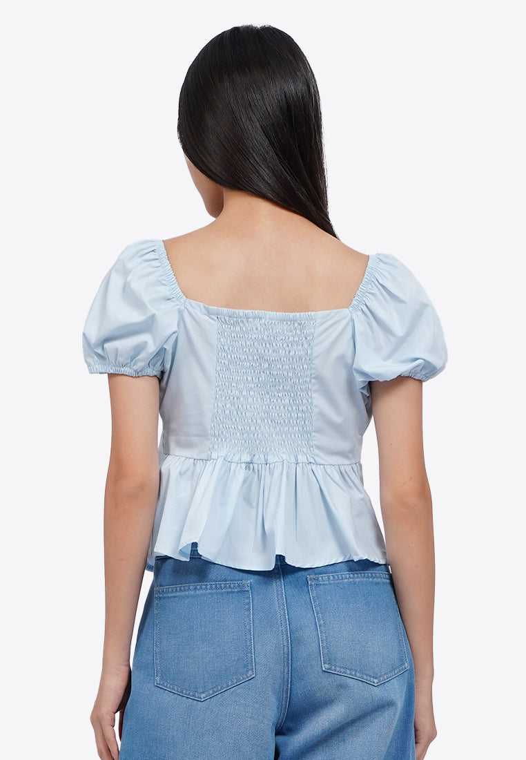 Button Up Short Sleeve Blouse
