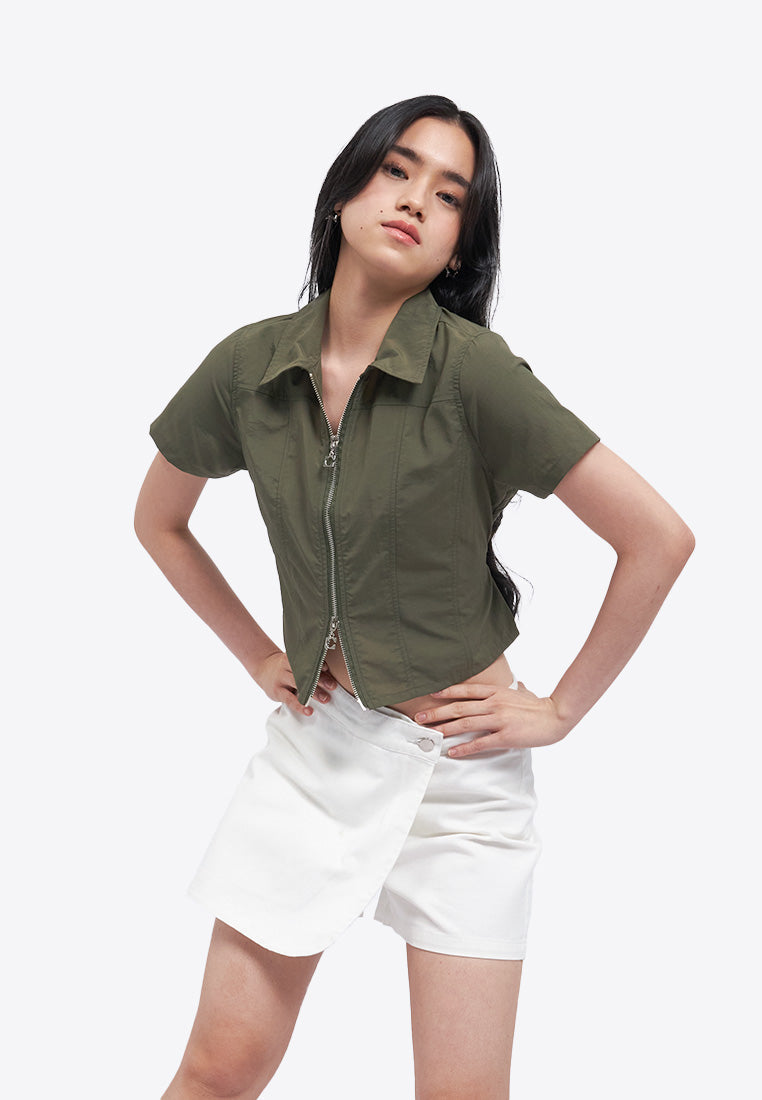Zip Up Short Sleeve Shirt