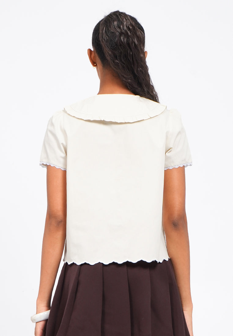 Embroidered Short Sleeve Blouse