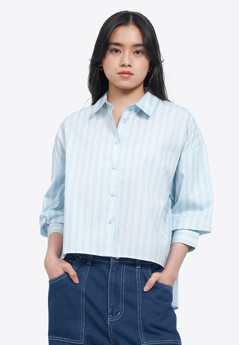 Balloon Sleeves Stripes Blouse