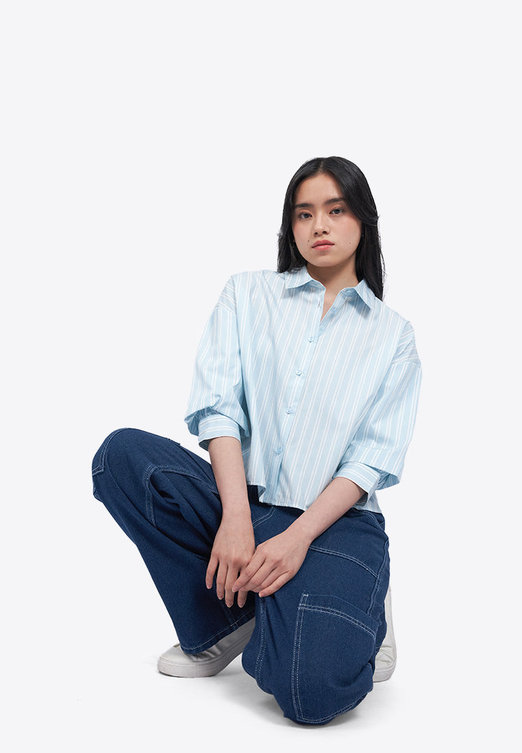 Balloon Sleeves Stripes Blouse