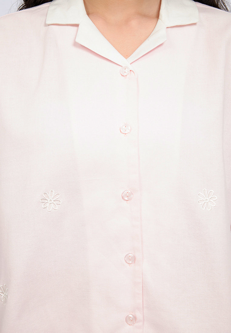Contrast Collar Short Sleeve Shirt
