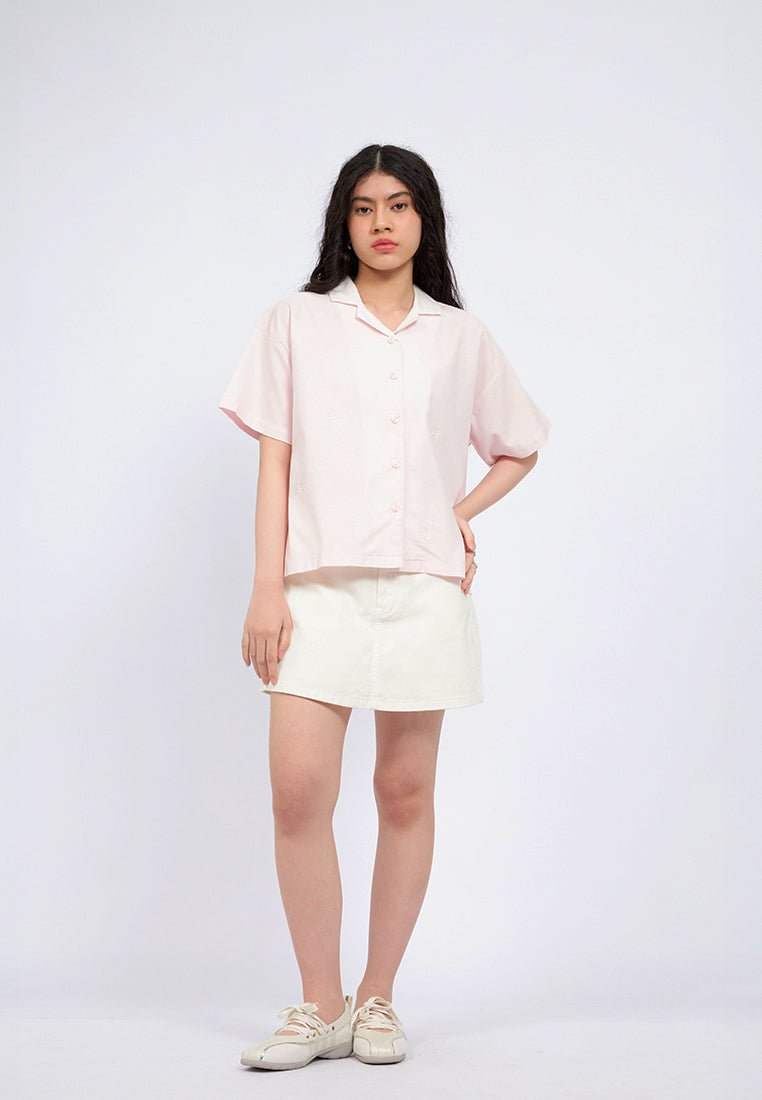 Contrast Collar Short Sleeve Shirt