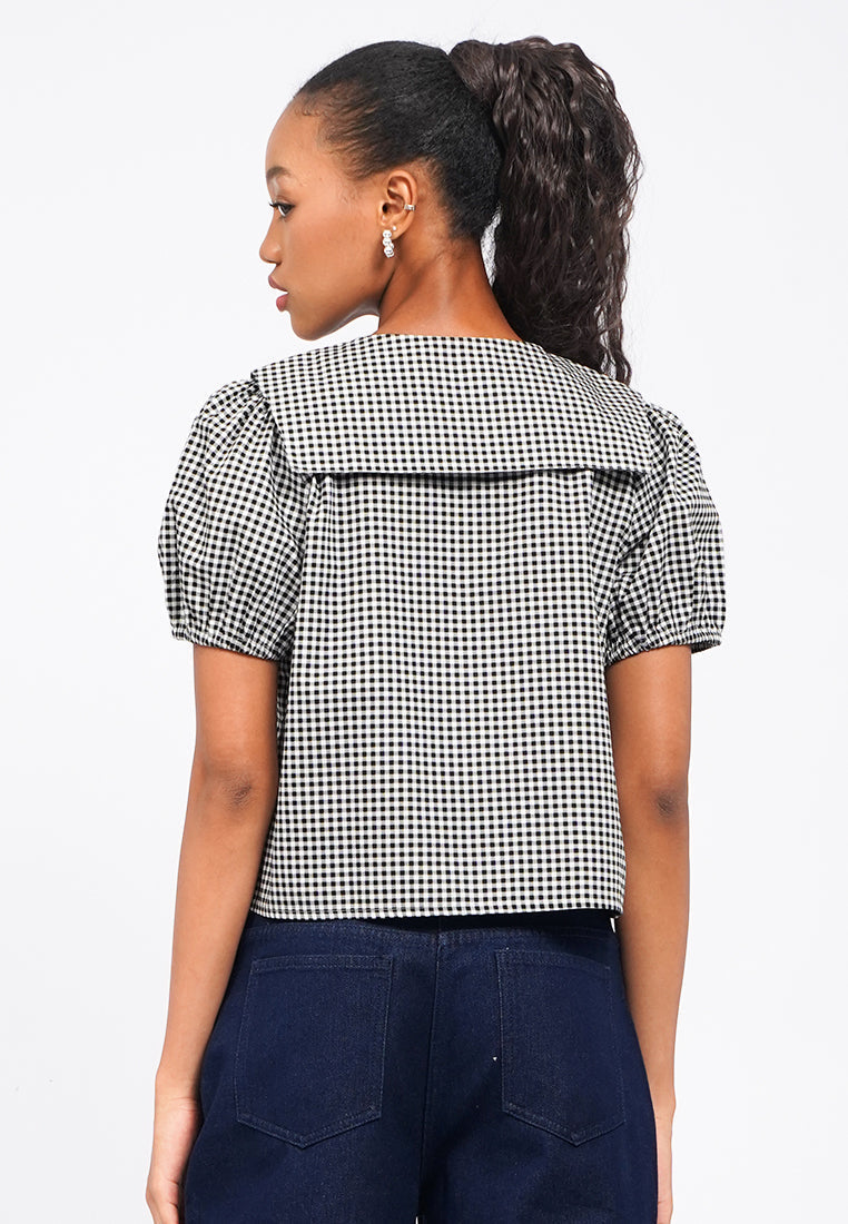 Gingham Short Sleeve Blouse