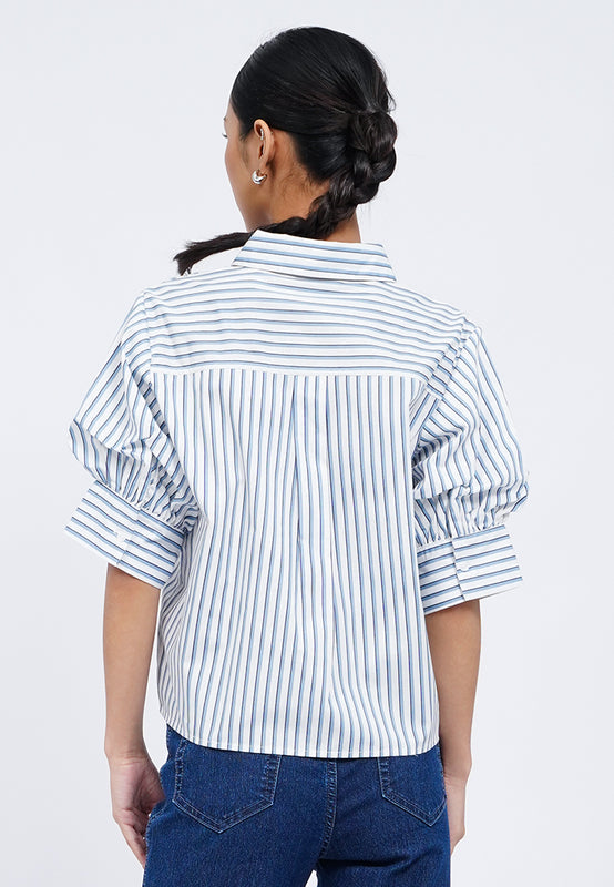 Loose Printed Puff Sleeve Shirt