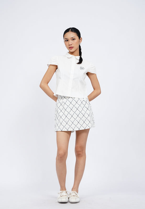 Cap Sleeve Blouse with Front Embroidery