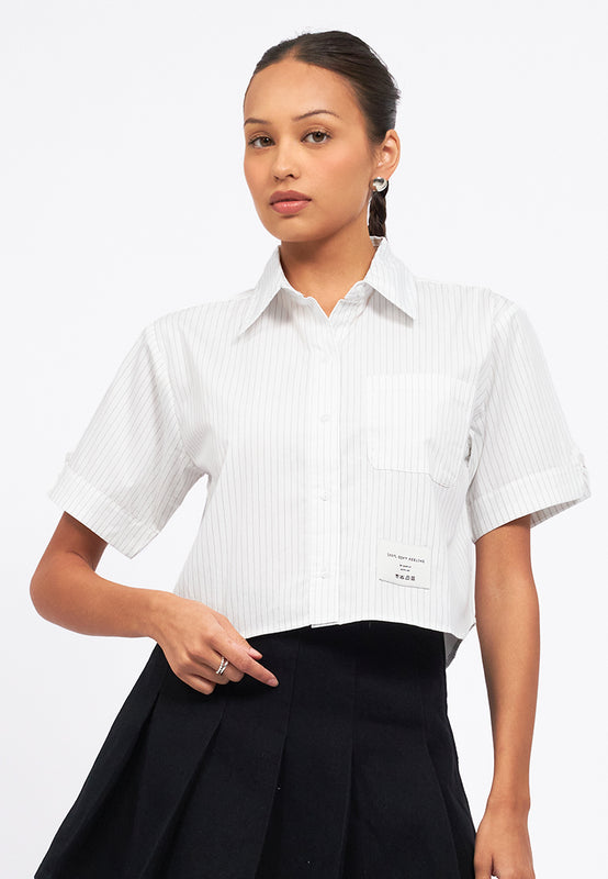 Stripes Collared Boxy Shirt