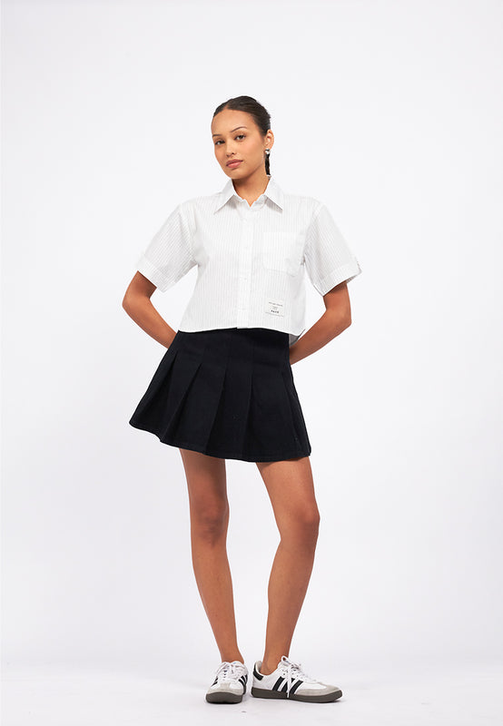 Stripes Collared Boxy Shirt