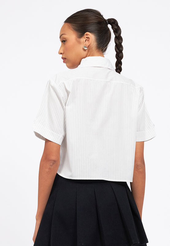 Stripes Collared Boxy Shirt