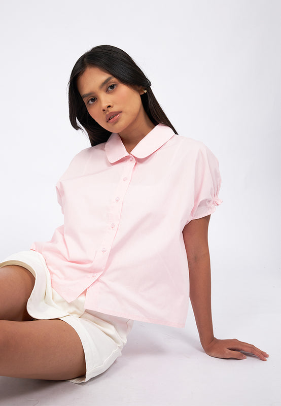 Round Collar Button Up Shirt