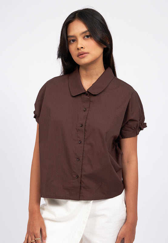 Round Collar Button Up Shirt