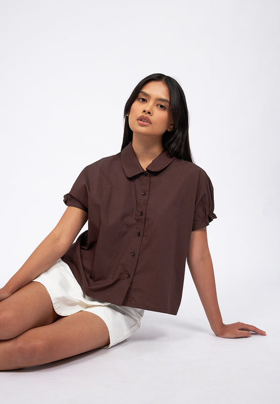 Round Collar Button Up Shirt