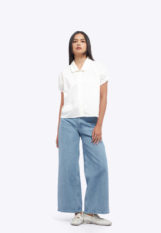 Rounded Collar Button Up Shirt