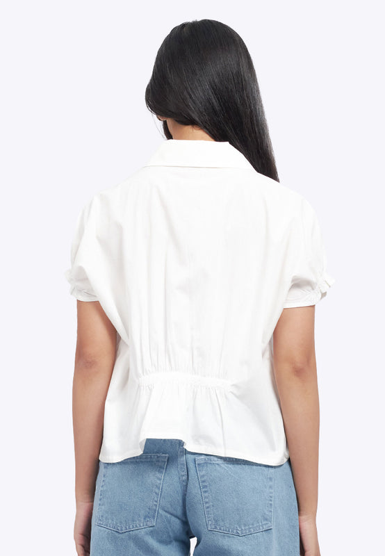 Rounded Collar Button Up Shirt