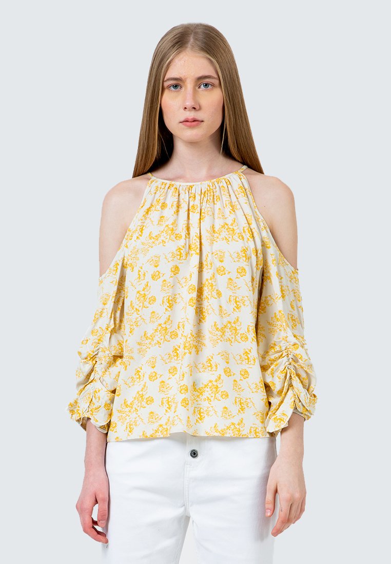 Cold Shoulder Printed Blouse