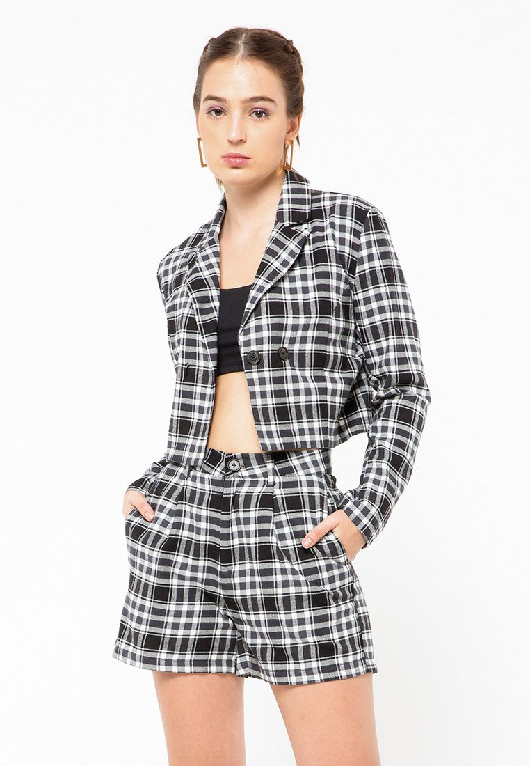 Crop Checked Blazer