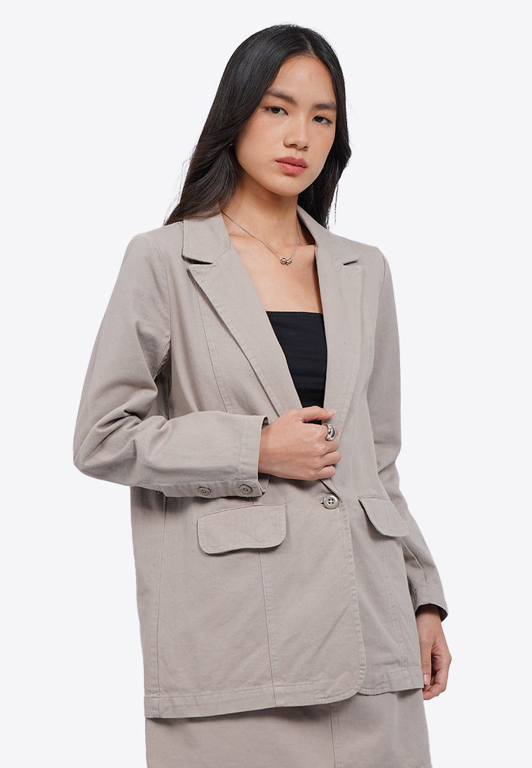 Oversized Twill Blazer