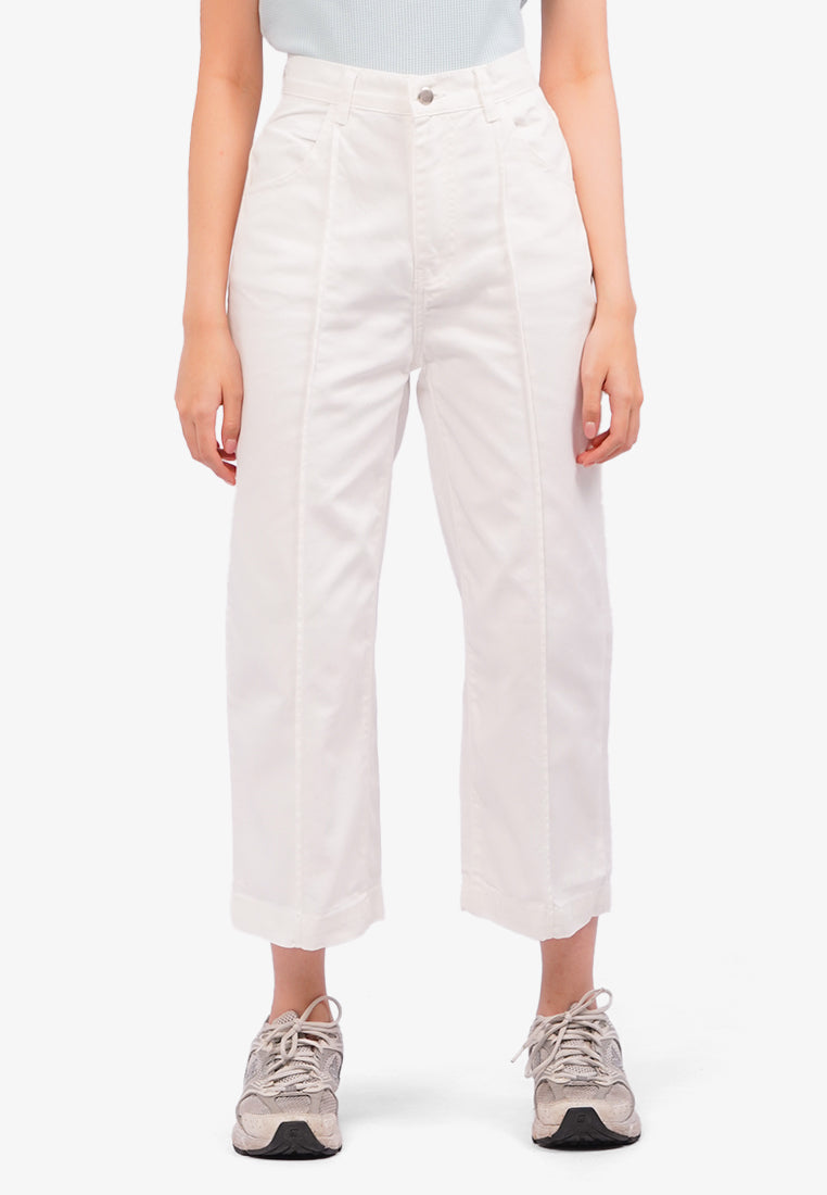 Creased Denim Cullotes Off White