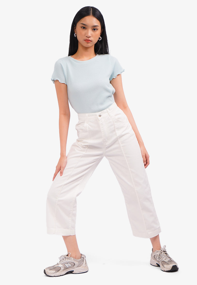 Creased Denim Cullotes Off White
