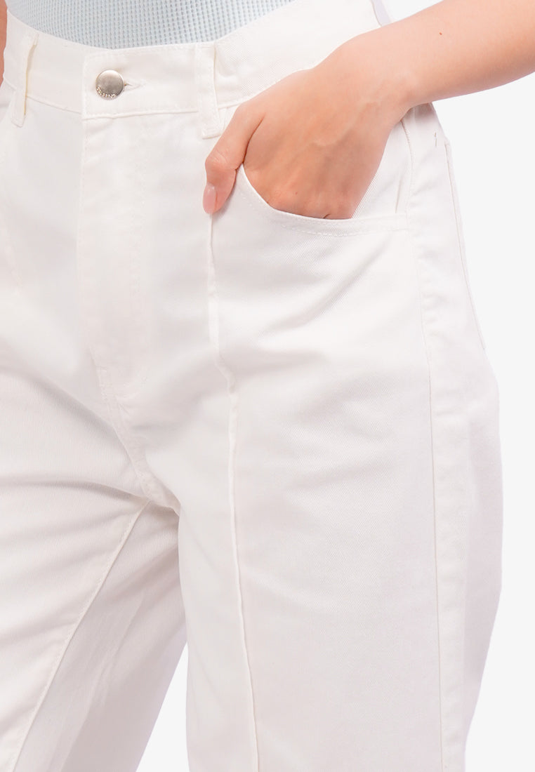 Creased Denim Cullotes Off White