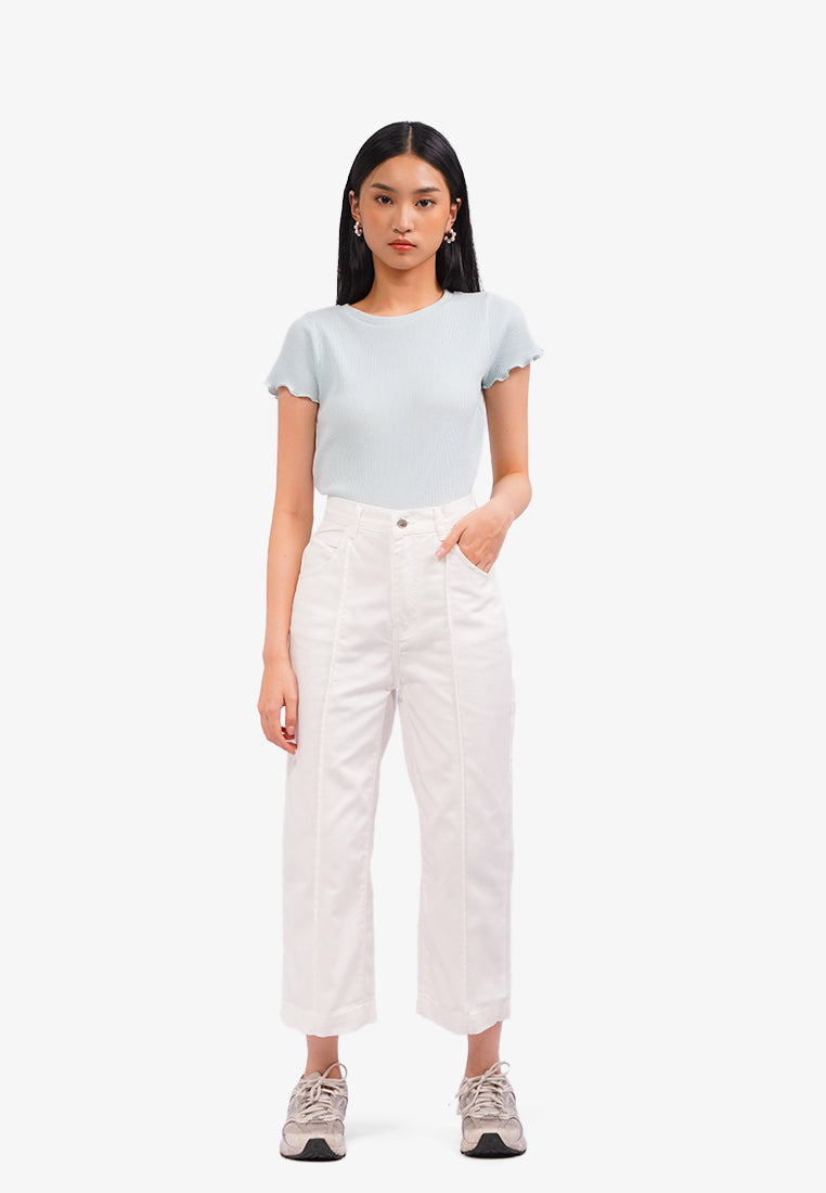 Creased Denim Cullotes Off White