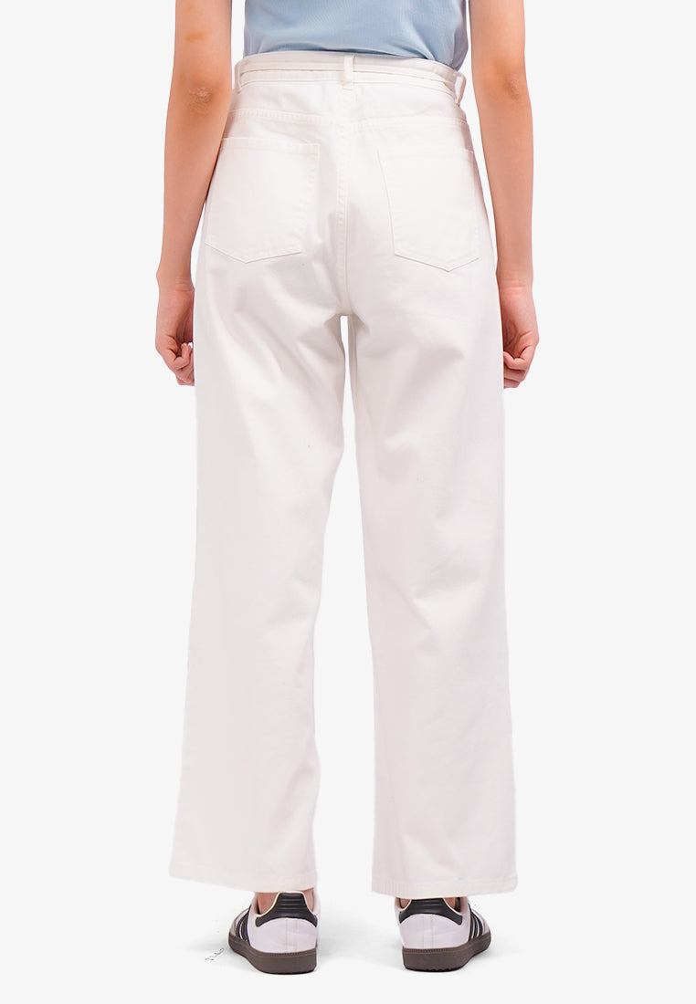 Creased Denim Cullotes Off White