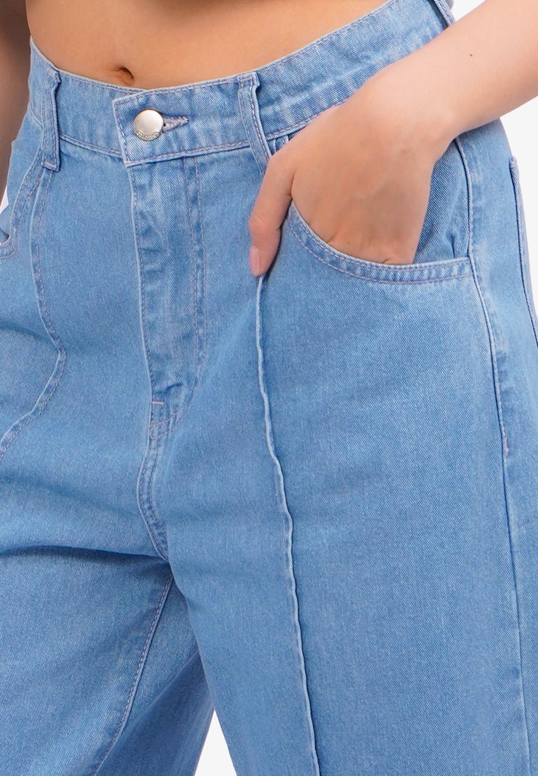Creased Denim Cullotes L.Blue