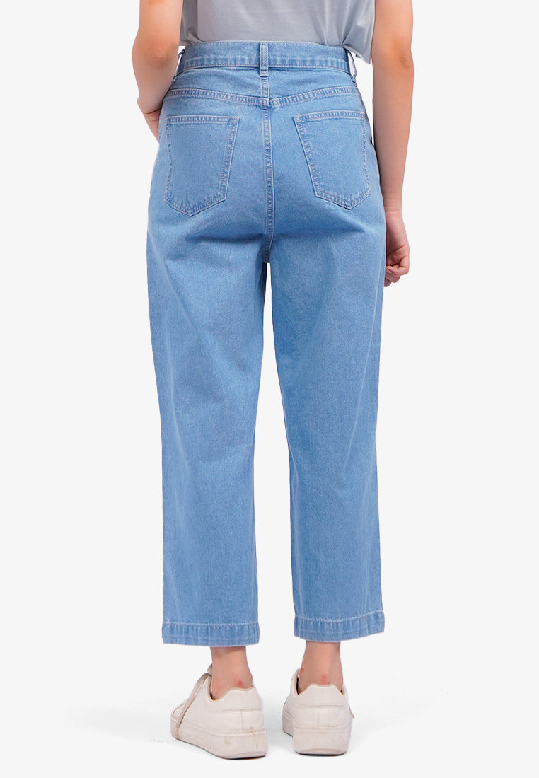 Creased Denim Cullotes L.Blue