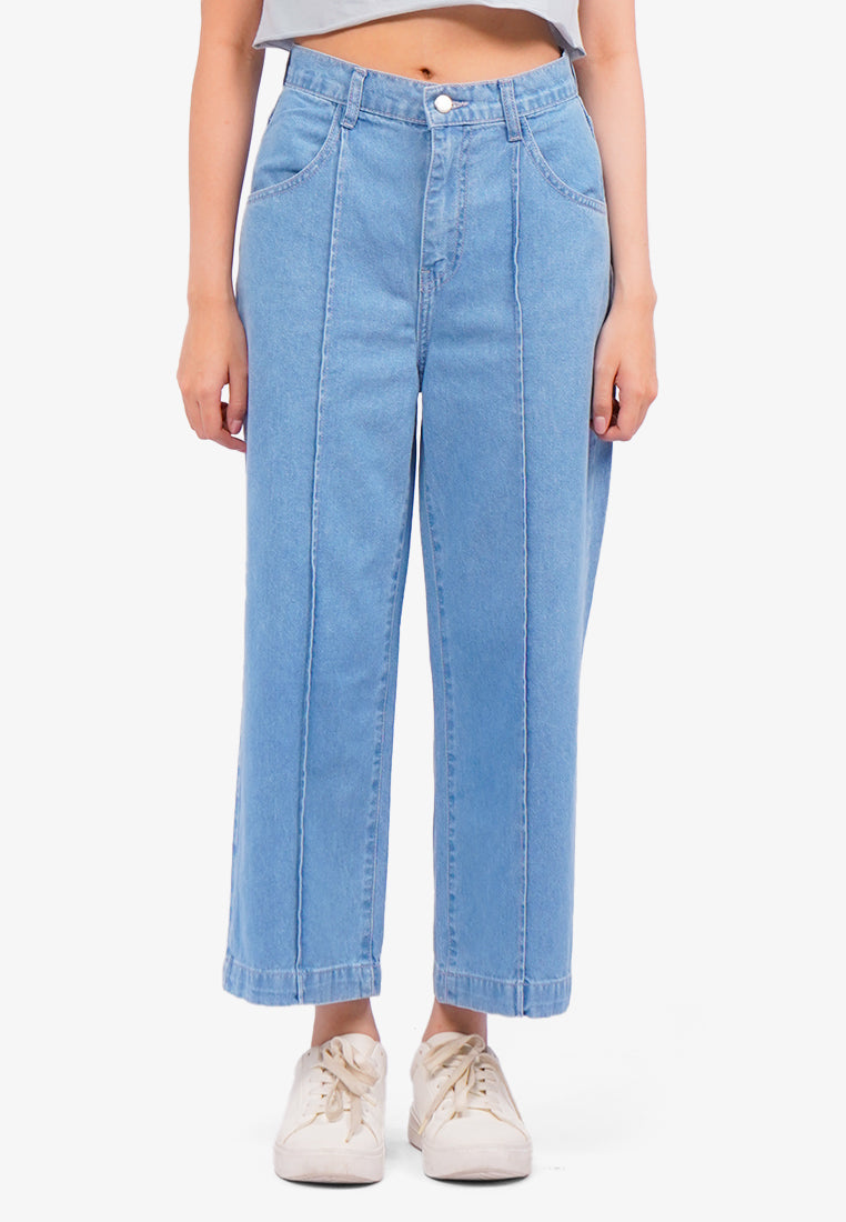 Creased Denim Cullotes L.Blue