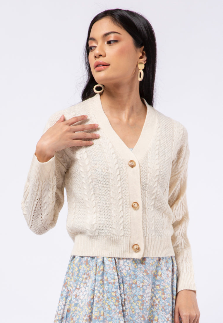 Textured Crop Knit Cardigan