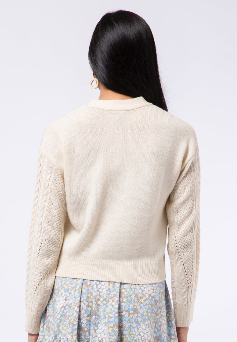 Textured Crop Knit Cardigan