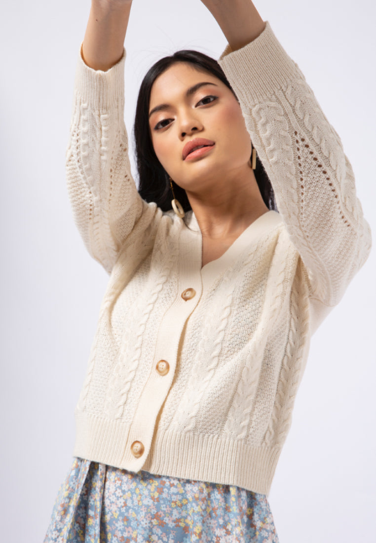 Textured Crop Knit Cardigan
