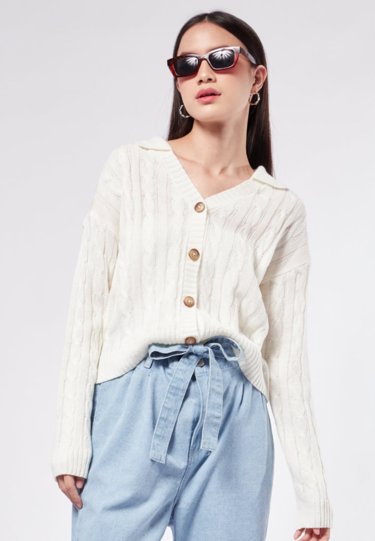 Cardigan with Polo Collar