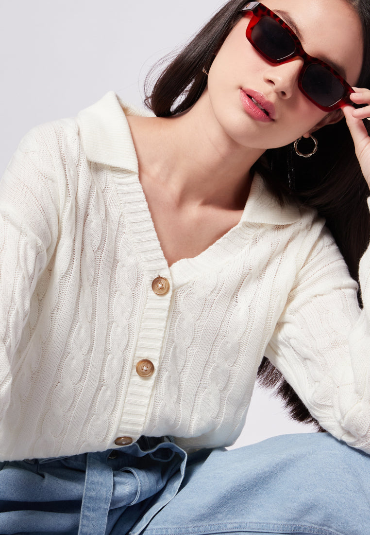 Cardigan with Polo Collar
