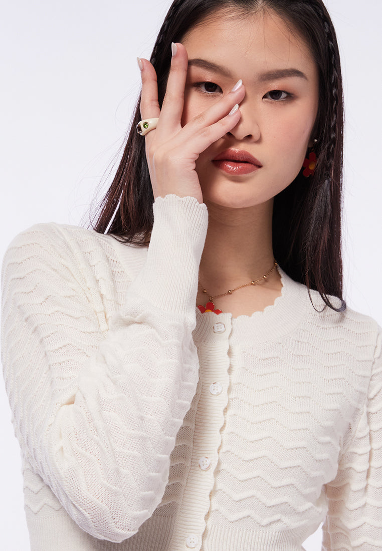 Textured Weave Knit Cardigan