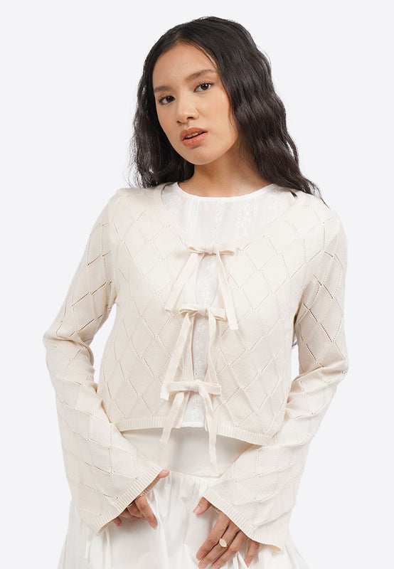 Long Sleeve Tie Up Knit Cardigan