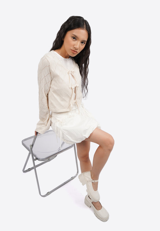 Long Sleeve Tie Up Knit Cardigan