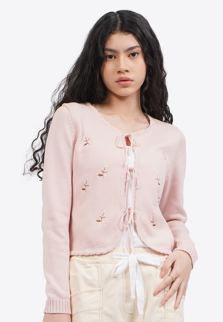 Embroidery Tied Up Cardigan