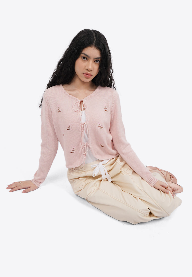 Embroidery Tied Up Cardigan