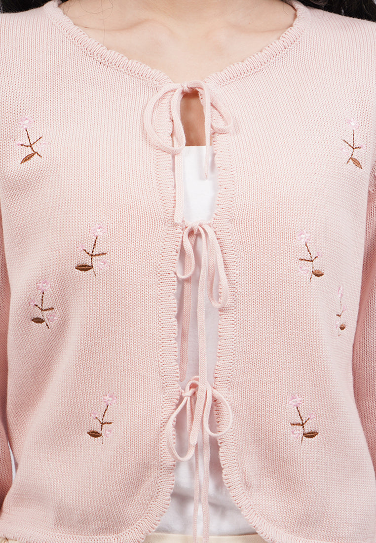 Embroidery Tied Up Cardigan