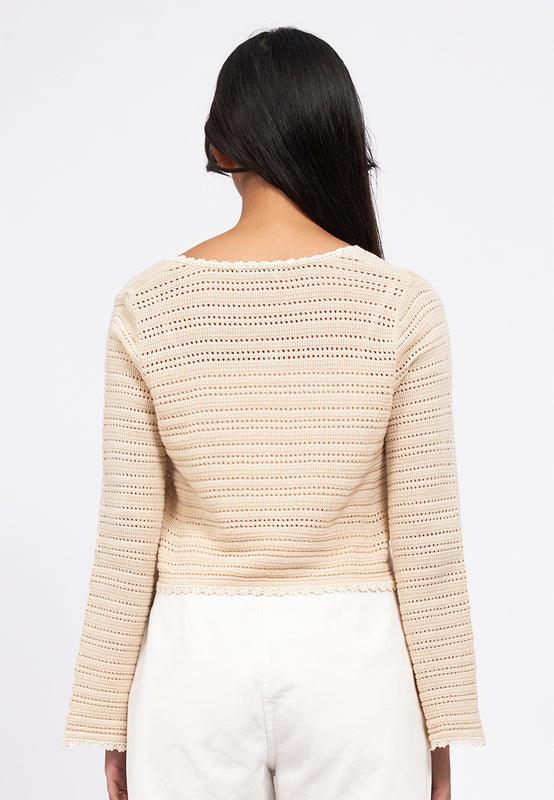 Openwork Textured Knit Cardigan