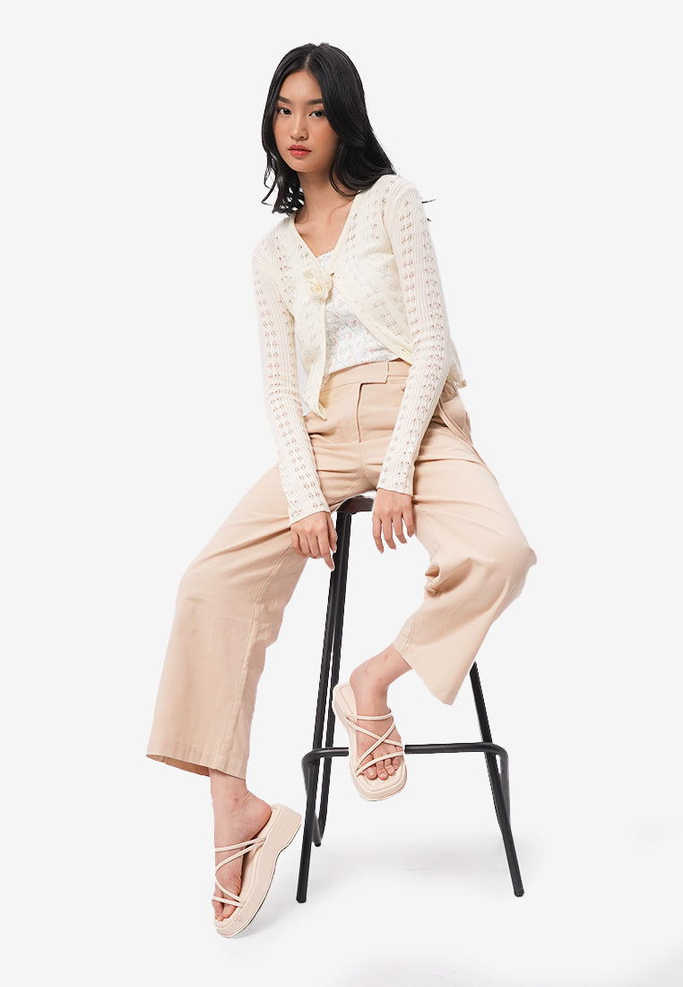 Flower Pin Long Sleeve Cardigan
