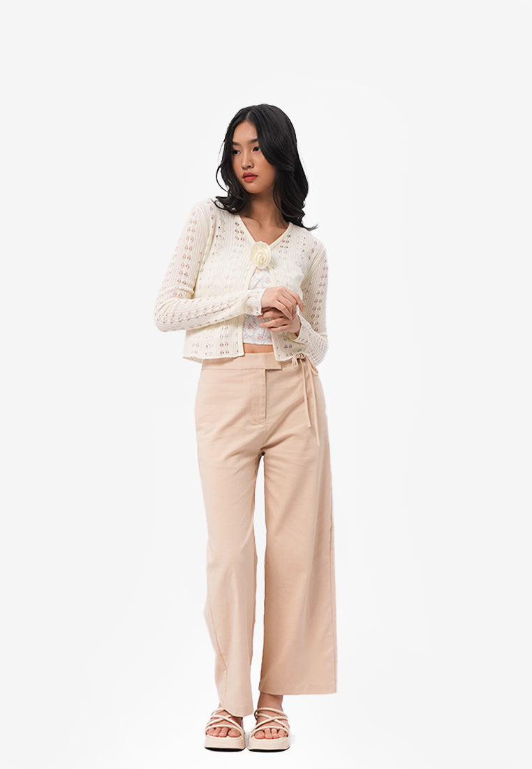 Flower Pin Long Sleeve Cardigan
