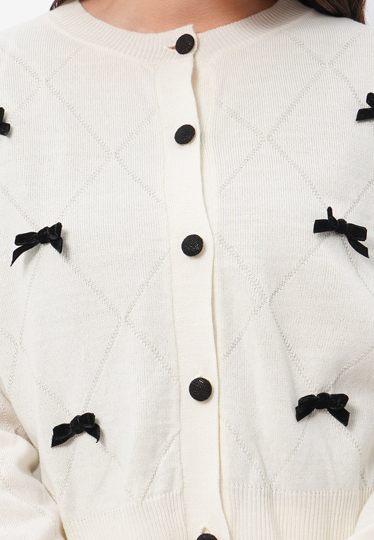 Ribbon Details Long Sleeve Cardigan