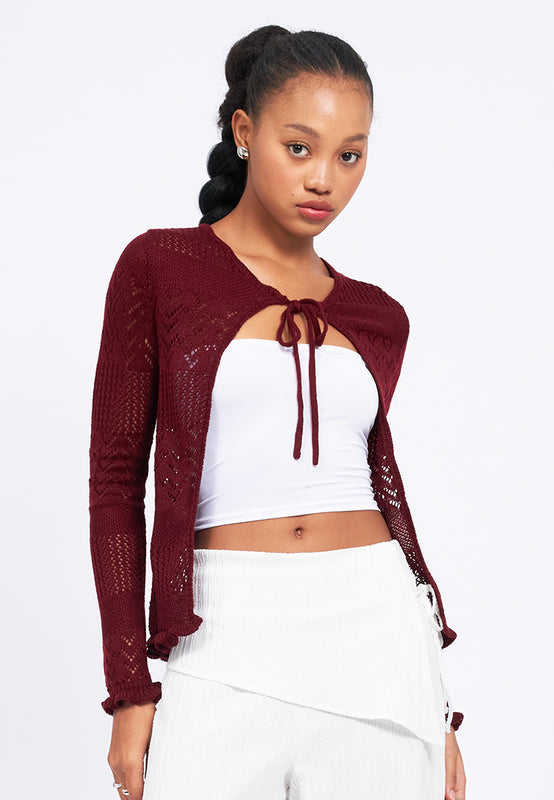 Tied Up Long Sleeve Knit Cardigan