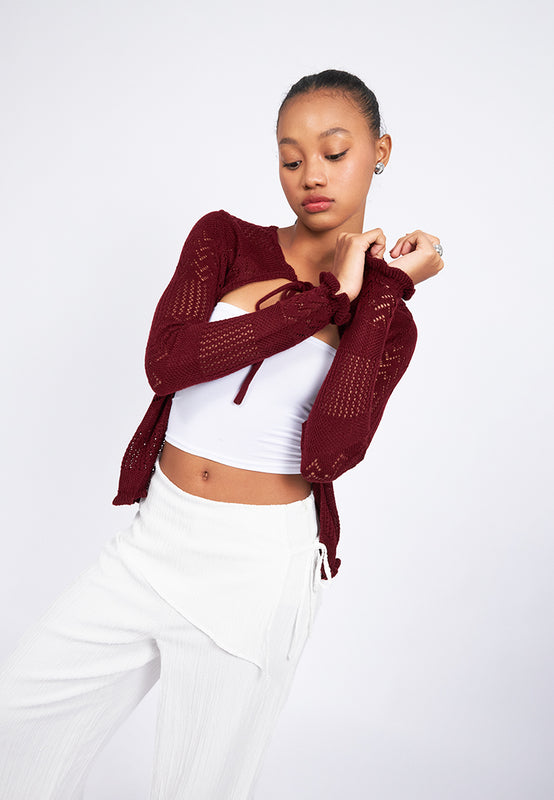 Tied Up Long Sleeve Knit Cardigan