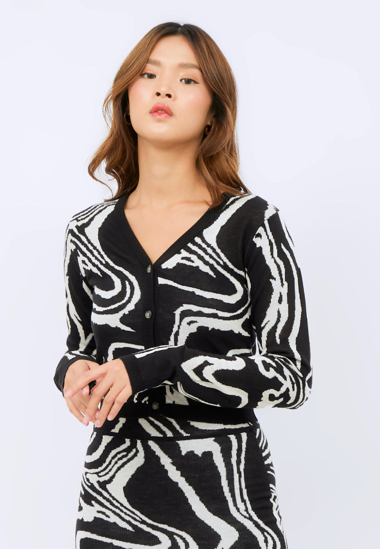 Psychedelic Wave Print Cardigan